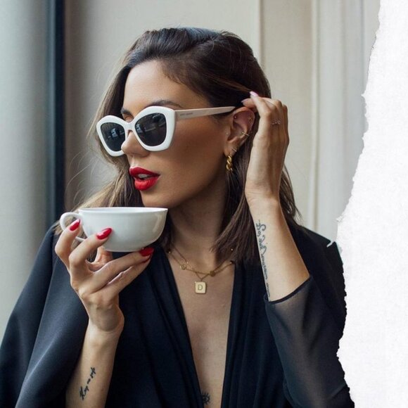 NEW SL68 004 SAINT LAURENT SUNGLASSES IVORY WOMEN CAT EYE EYEWEAR SL 68 004 - Picture 1 of 5